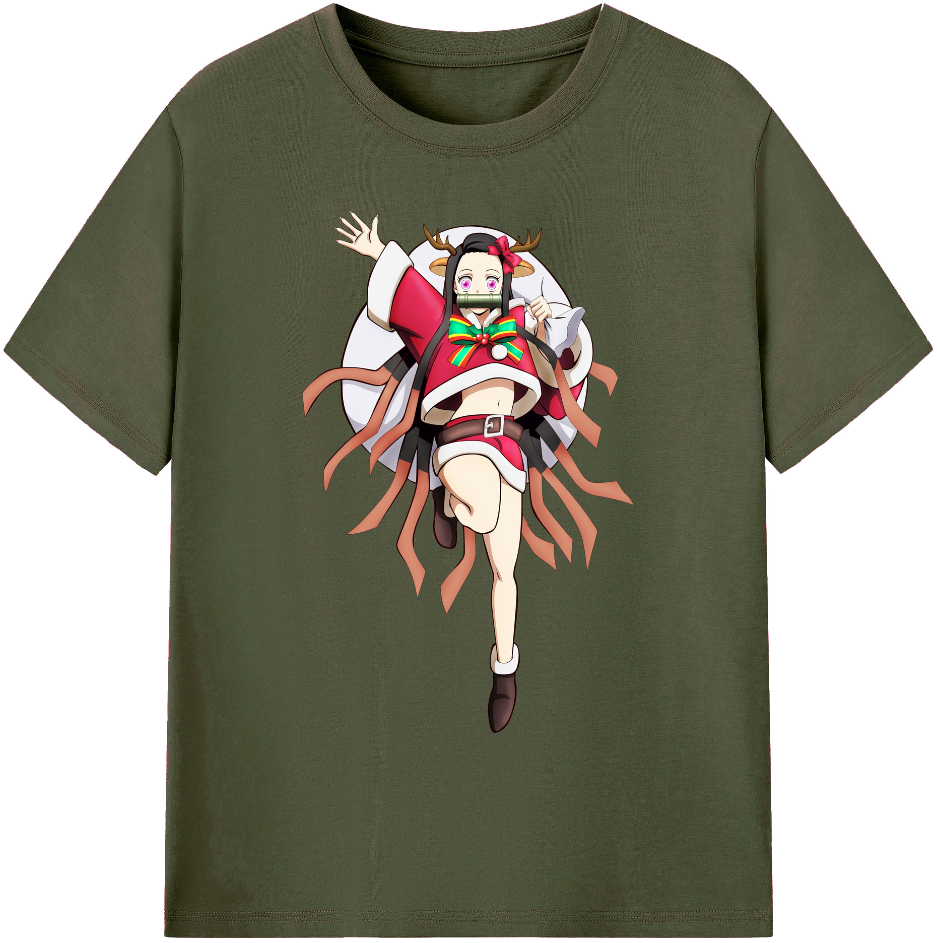 （画像用） 鬼滅の刃（きめつのやいば）竈門 禰󠄀豆子／かまど ねずこ Kamado Nezuko 綿100％ メンズ半袖Tシャツ｜肌触りやわらか＆通気性
